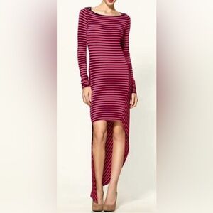 Elizabeth and James Claudia Striped Asymmetrical Maxi Dress, Size M